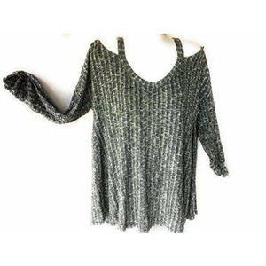 Womens Cold Shoulder Top Gray Lightweight Loose